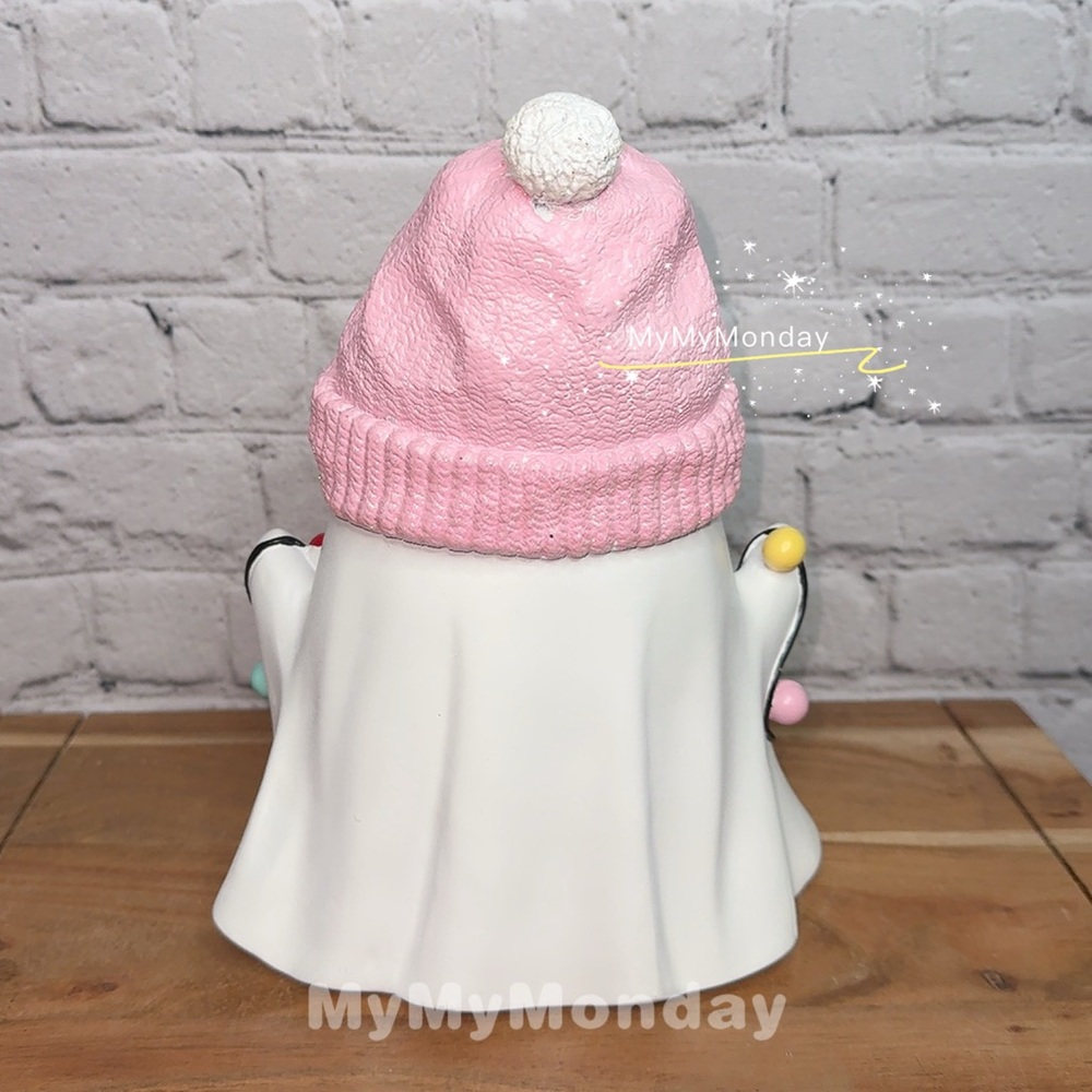 Christmas Ghost with Pink Beanie and Lights - Picture 3 of 4